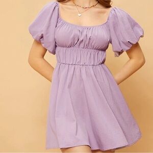 Merokeety Off-shoulder, Lantern Sleeve Mini Dress, size small, Light Purple